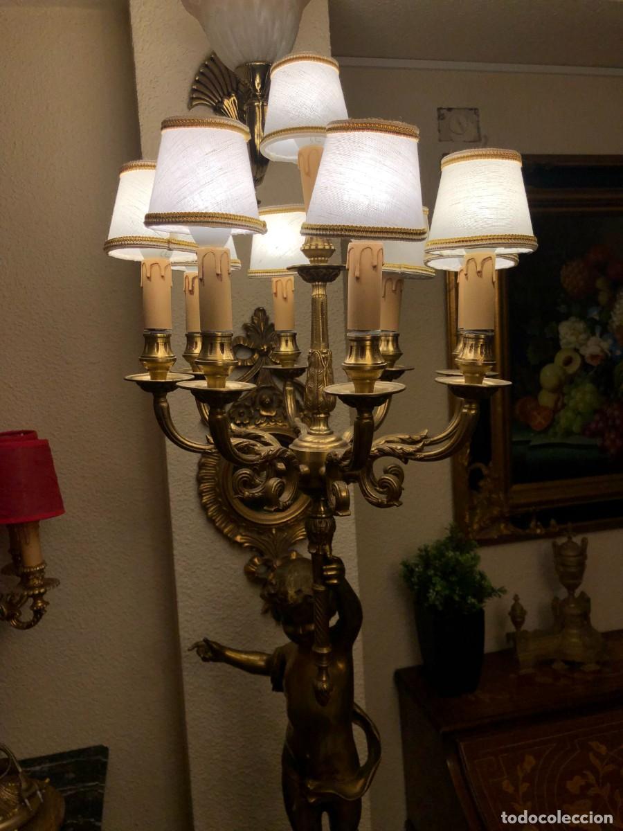Antig&uuml;edades: Soberbio candelabro en bronce y m&aacute;rmol - Foto 25