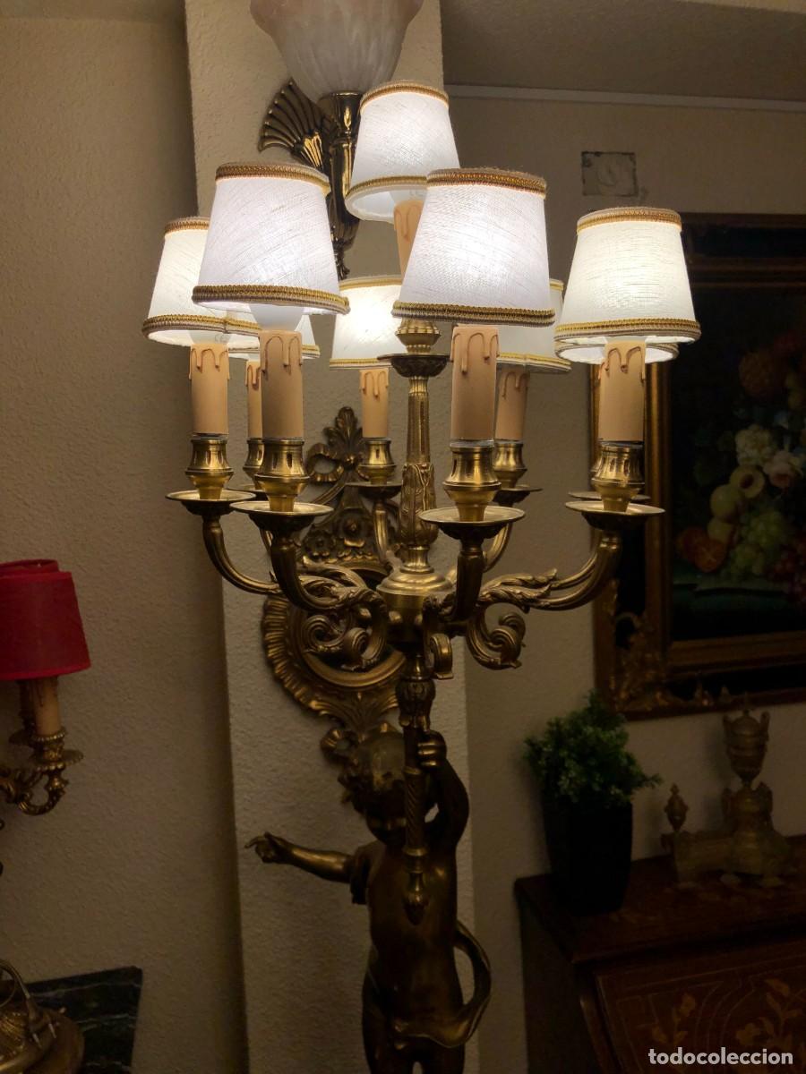 Antig&uuml;edades: Soberbio candelabro en bronce y m&aacute;rmol - Foto 26