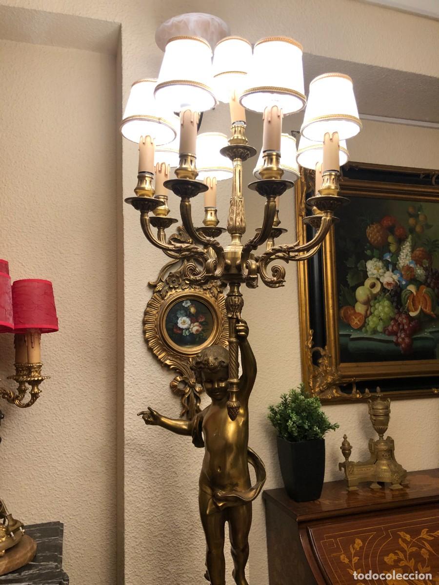 Antig&uuml;edades: Soberbio candelabro en bronce y m&aacute;rmol - Foto 18