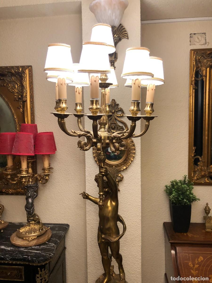 Antig&uuml;edades: Soberbio candelabro en bronce y m&aacute;rmol - Foto 19