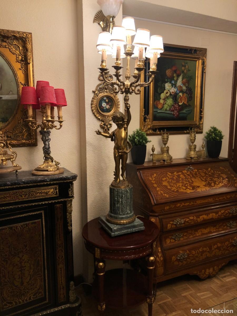 Antig&uuml;edades: Soberbio candelabro en bronce y m&aacute;rmol - Foto 16