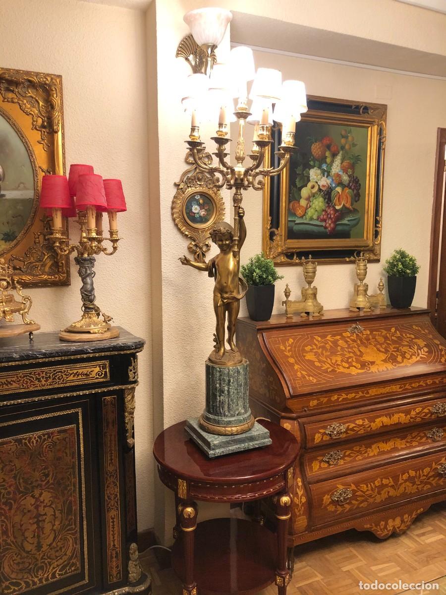 Antig&uuml;edades: Soberbio candelabro en bronce y m&aacute;rmol - Foto 15