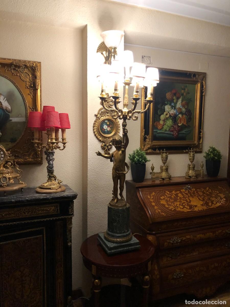 Antig&uuml;edades: Soberbio candelabro en bronce y m&aacute;rmol - Foto 20