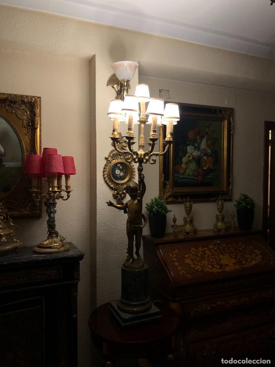 Antig&uuml;edades: Soberbio candelabro en bronce y m&aacute;rmol - Foto 22
