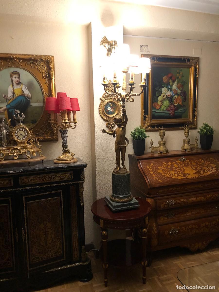Antig&uuml;edades: Soberbio candelabro en bronce y m&aacute;rmol - Foto 21