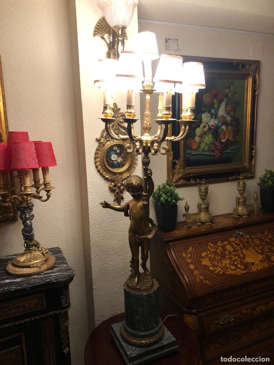 Antig&uuml;edades: Soberbio candelabro en bronce y m&aacute;rmol - Foto 23