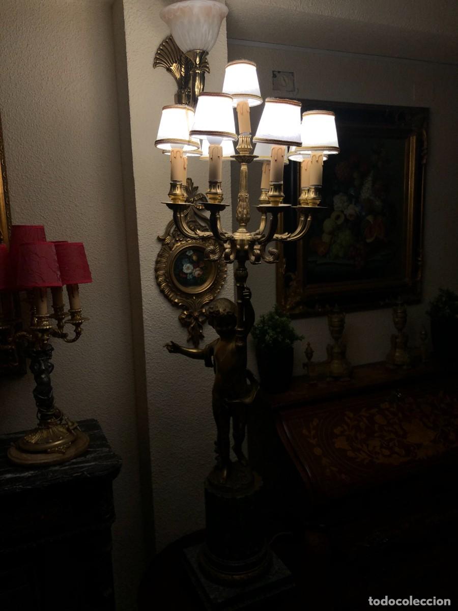 Antig&uuml;edades: Soberbio candelabro en bronce y m&aacute;rmol - Foto 24