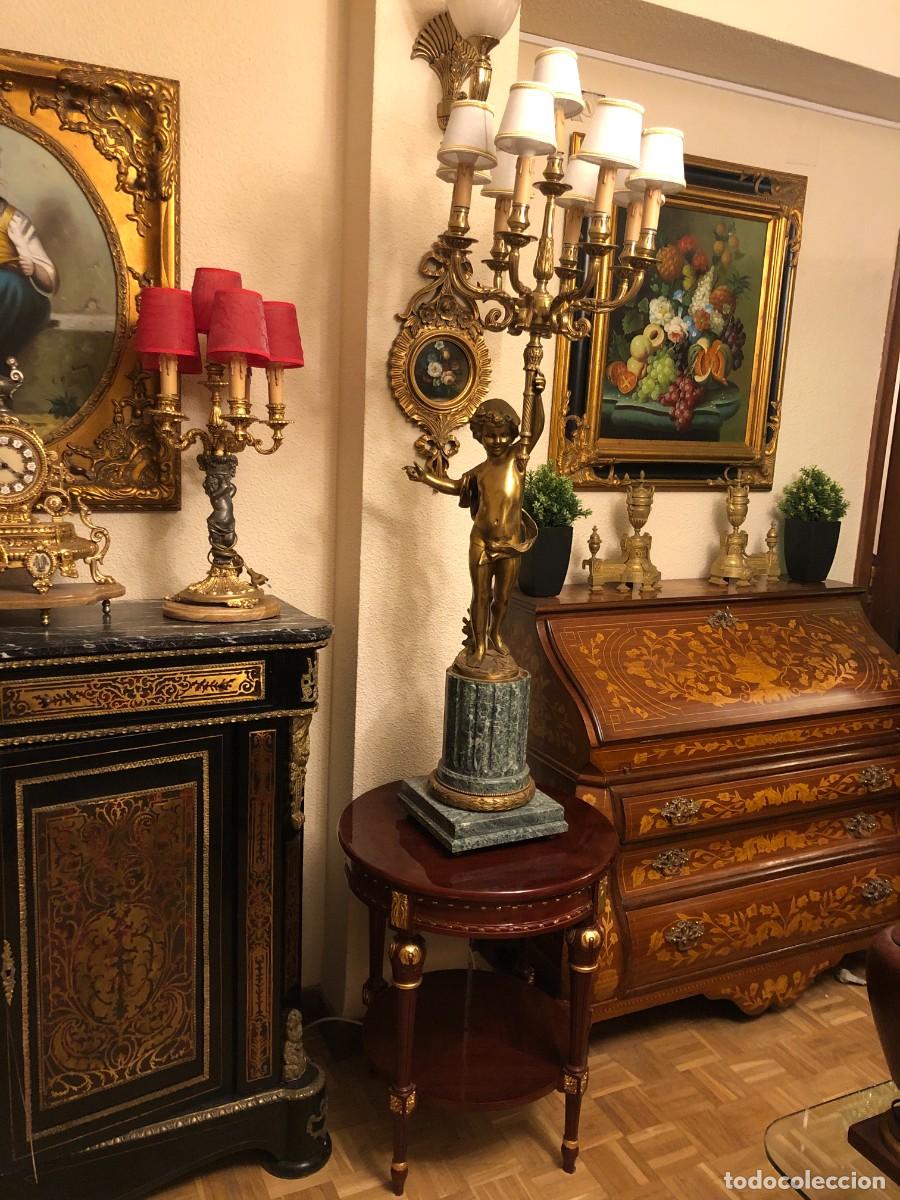 Antig&uuml;edades: Soberbio candelabro en bronce y m&aacute;rmol - Foto 1