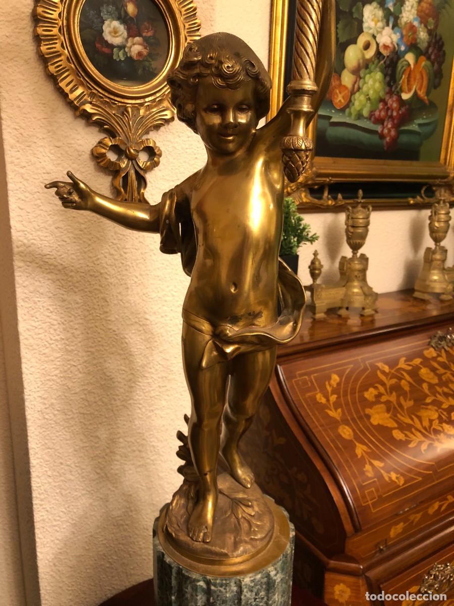 Antig&uuml;edades: Soberbio candelabro en bronce y m&aacute;rmol - Foto 9