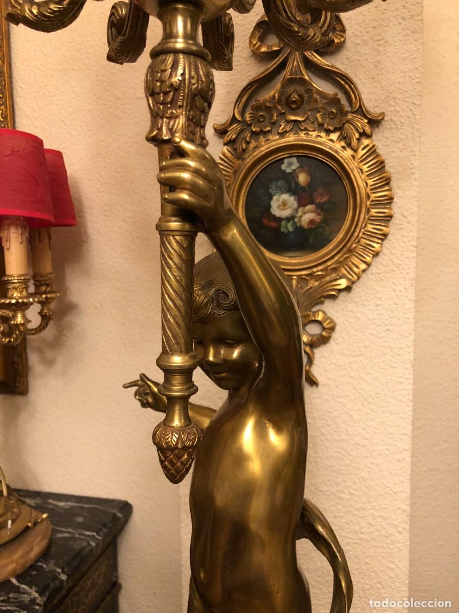 Antig&uuml;edades: Soberbio candelabro en bronce y m&aacute;rmol - Foto 11