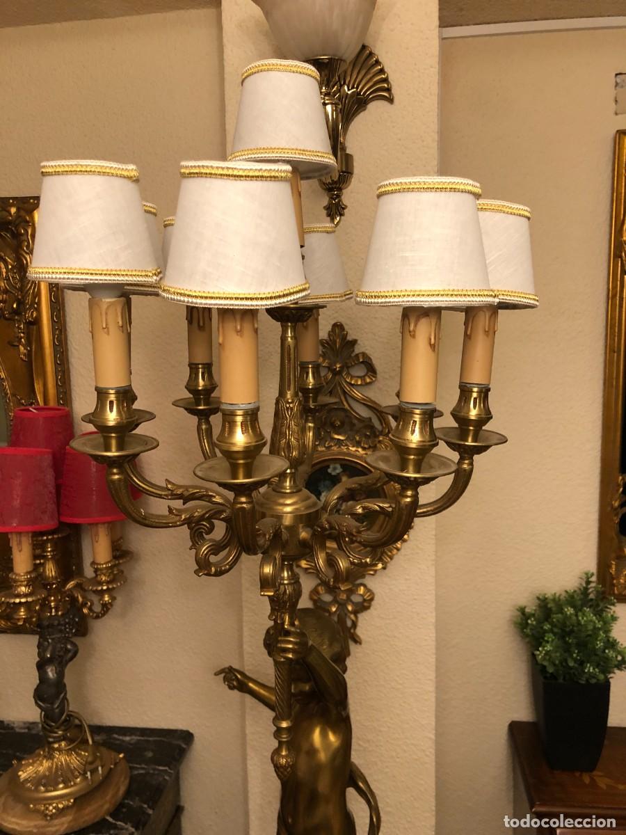 Antig&uuml;edades: Soberbio candelabro en bronce y m&aacute;rmol - Foto 8