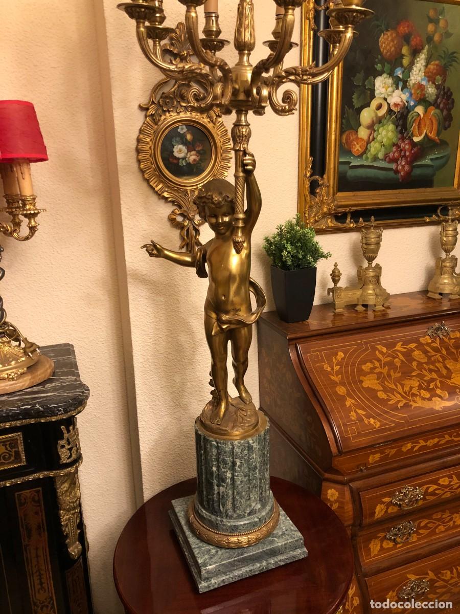 Antig&uuml;edades: Soberbio candelabro en bronce y m&aacute;rmol - Foto 4