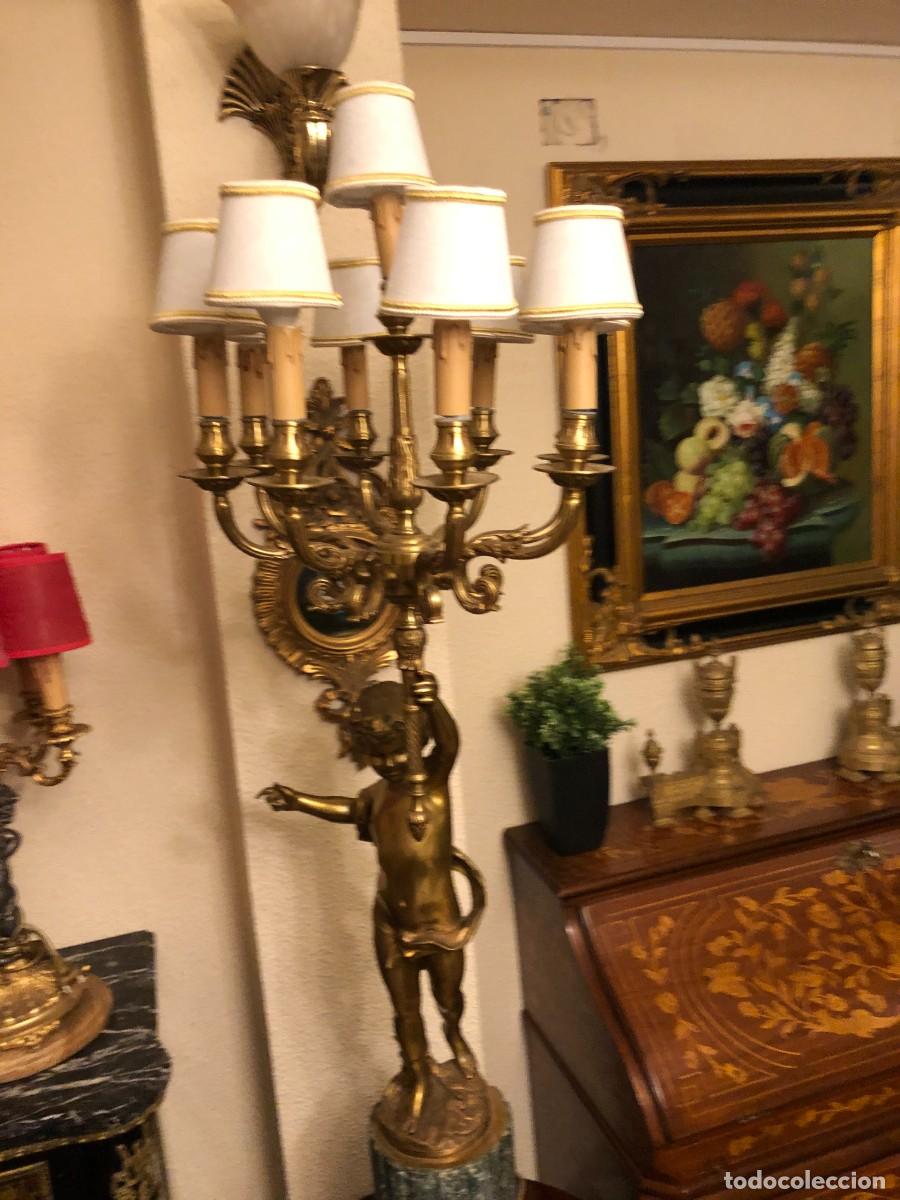 Antig&uuml;edades: Soberbio candelabro en bronce y m&aacute;rmol - Foto 5