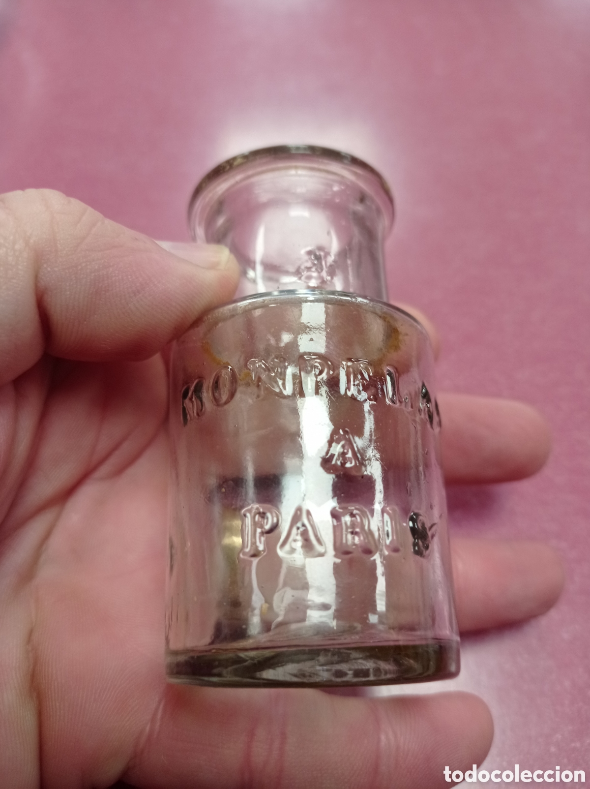 Antig&uuml;edades: Monpelas a Par&iacute;s, bote cristal soplado perfume siglo XIX