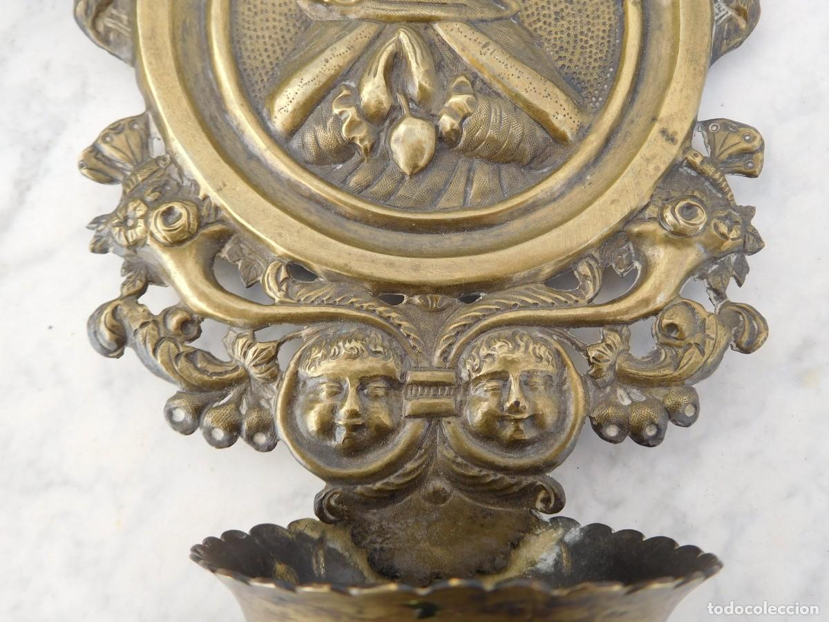 Antig&uuml;edades: Benditera de bronce virgen siglo XIX - Foto 4