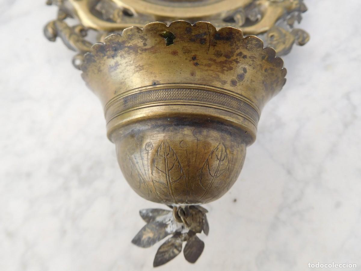 Antig&uuml;edades: Benditera de bronce virgen siglo XIX - Foto 5