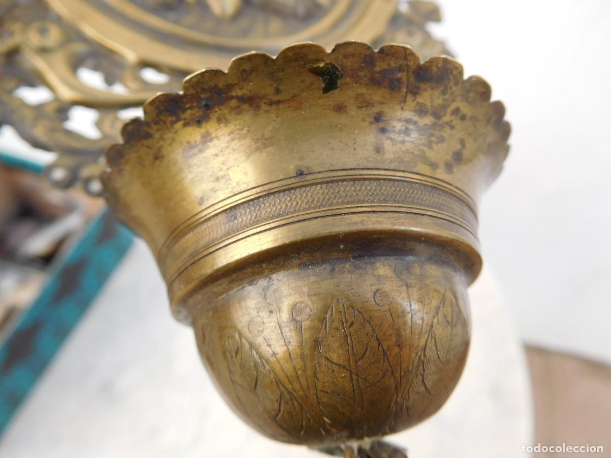 Antig&uuml;edades: Benditera de bronce virgen siglo XIX - Foto 7