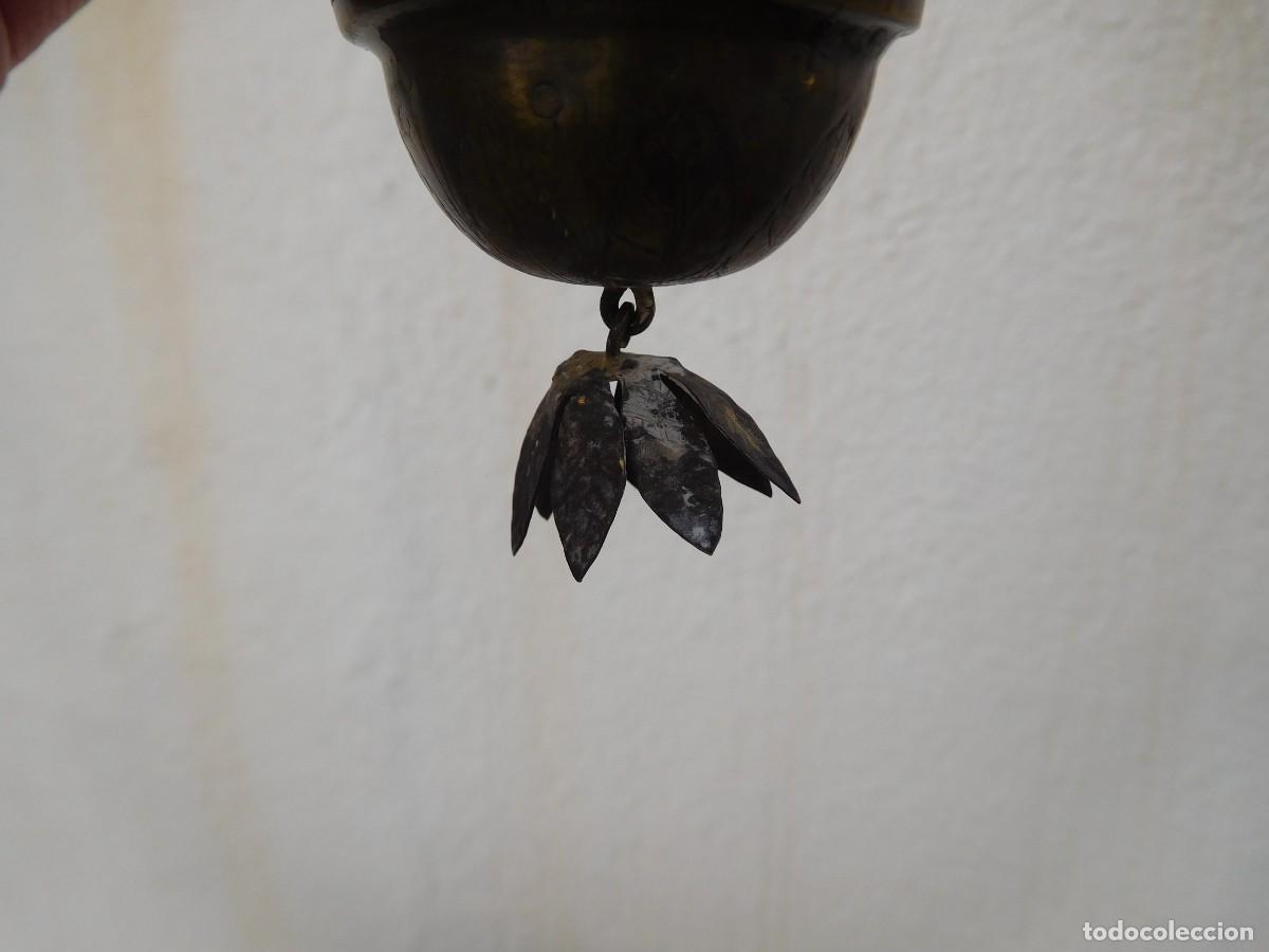 Antig&uuml;edades: Benditera de bronce virgen siglo XIX - Foto 12