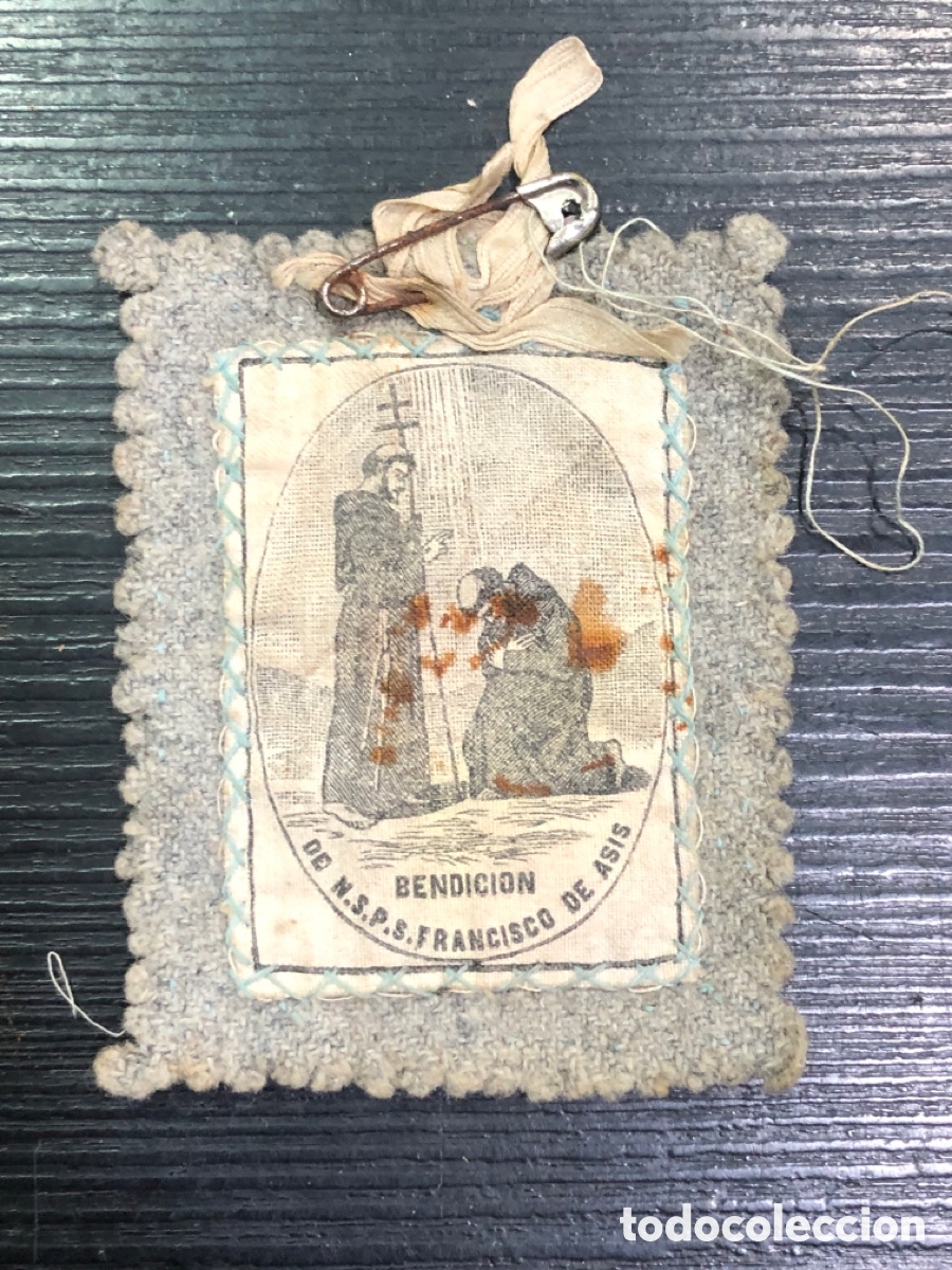 Antig&uuml;edades: Antiguo escapulario Francisco de As&iacute;s (L60) - Foto 1
