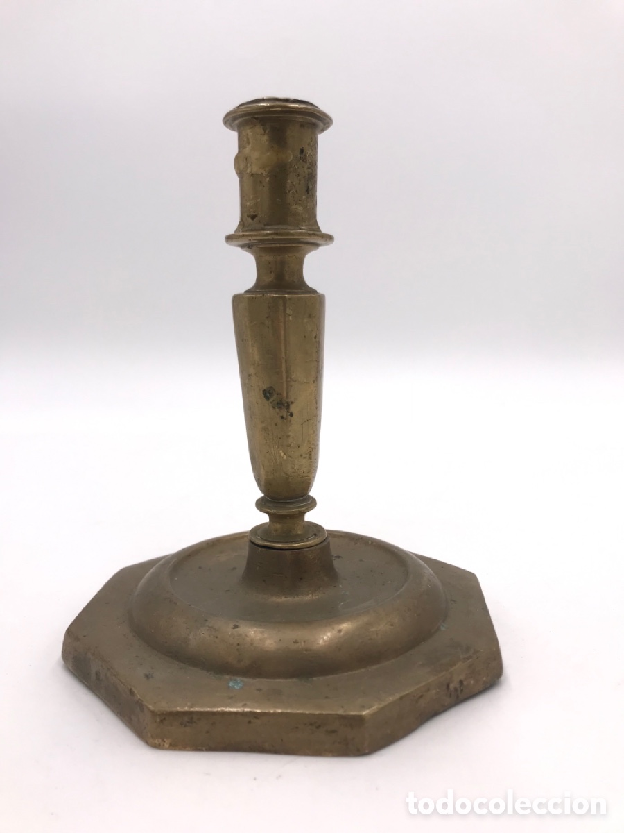 Antig&uuml;edades: Candelero antiguo de bronce. - Foto 2
