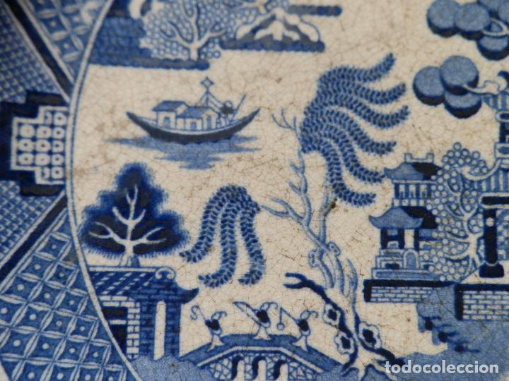 Antig&uuml;edades: PLATO PORCELANA BLUE WILLOW, N&ordm; 5 EN BASE - Foto 3