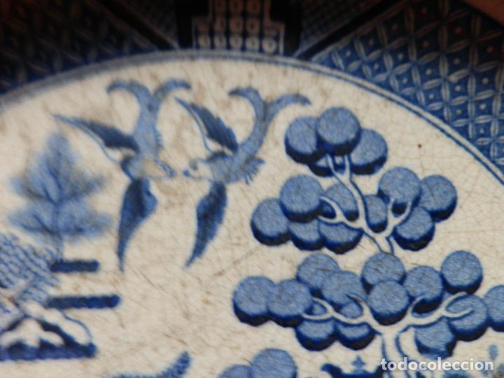 Antig&uuml;edades: PLATO PORCELANA BLUE WILLOW, N&ordm; 5 EN BASE - Foto 4