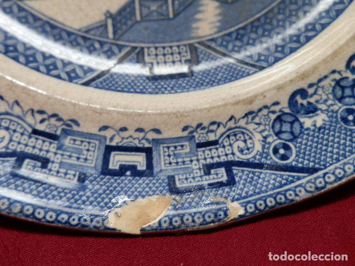 Antig&uuml;edades: PLATO PORCELANA BLUE WILLOW, N&ordm; 5 EN BASE - Foto 5