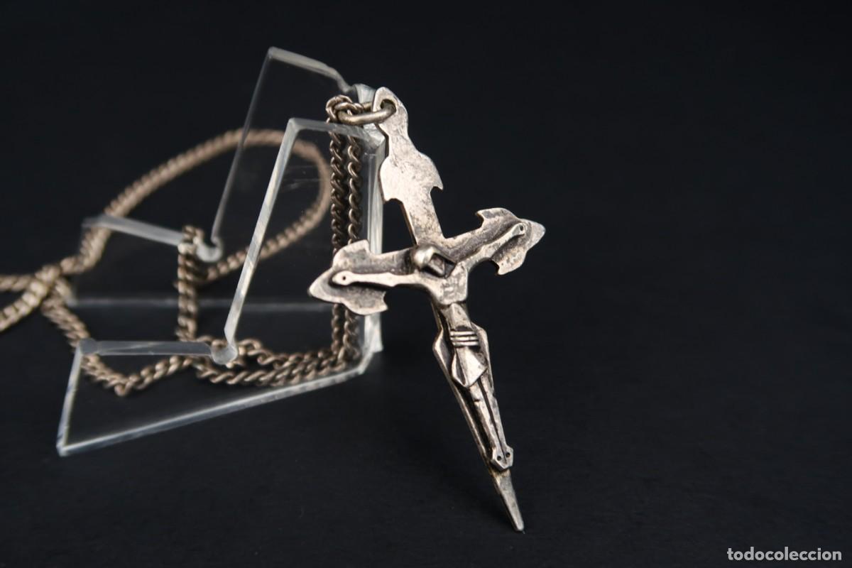 Antig&uuml;edades: Antiguo Crucifijo de Plata con Cadena - Foto 8