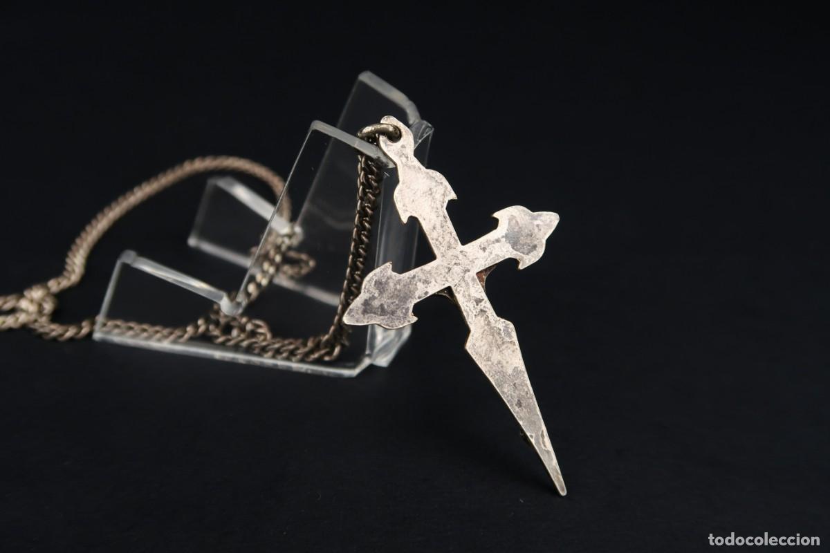 Antig&uuml;edades: Antiguo Crucifijo de Plata con Cadena - Foto 9