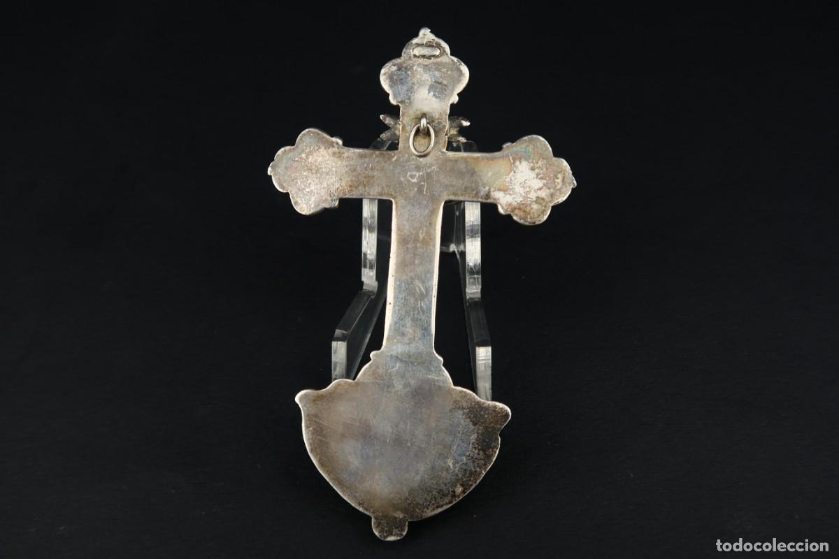 Antig&uuml;edades: Antiguo Crucifijo Benditera de Plata - Foto 9