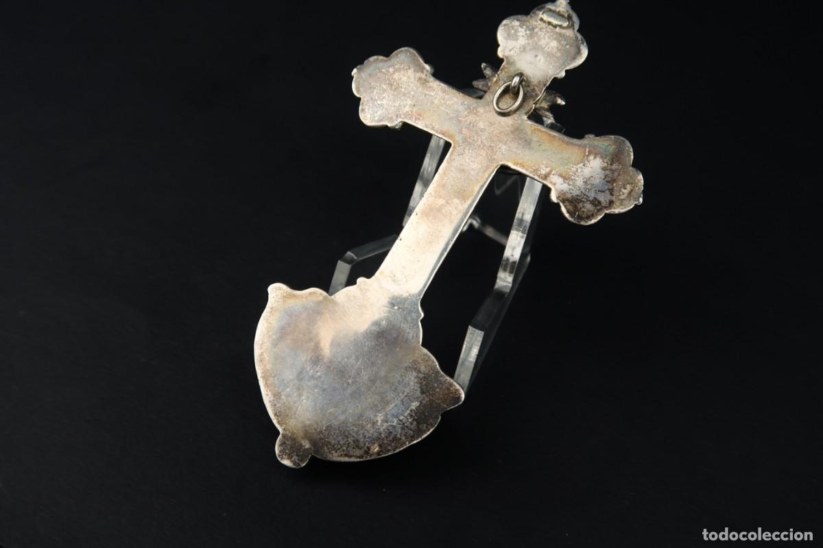 Antig&uuml;edades: Antiguo Crucifijo Benditera de Plata - Foto 10