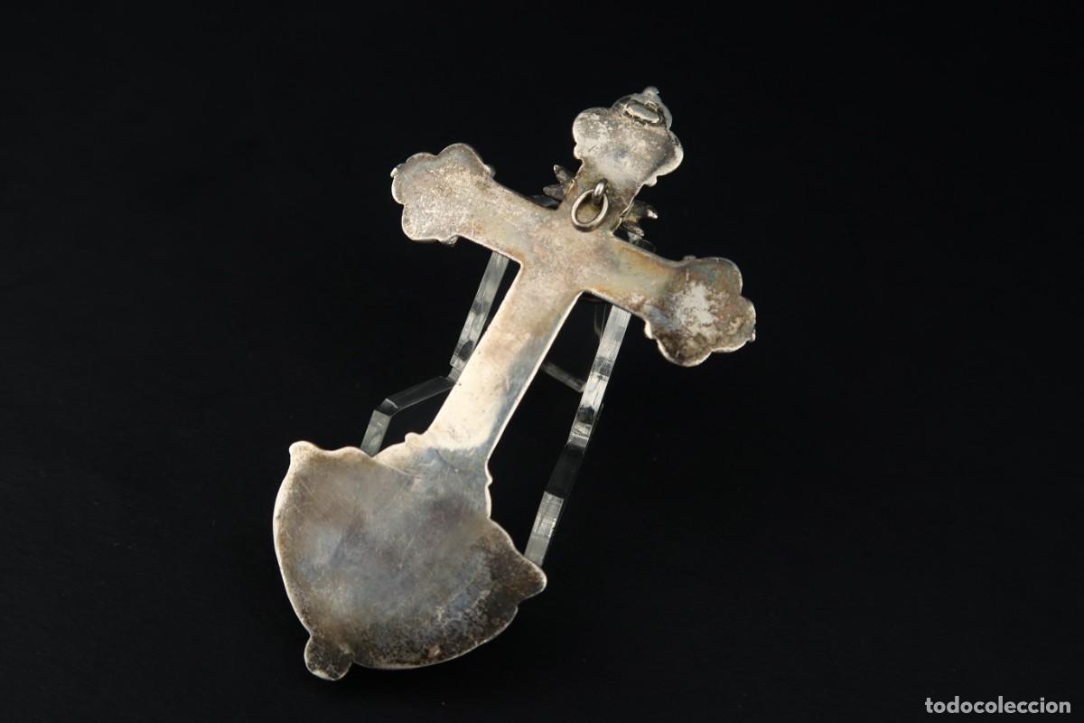 Antig&uuml;edades: Antiguo Crucifijo Benditera de Plata - Foto 11