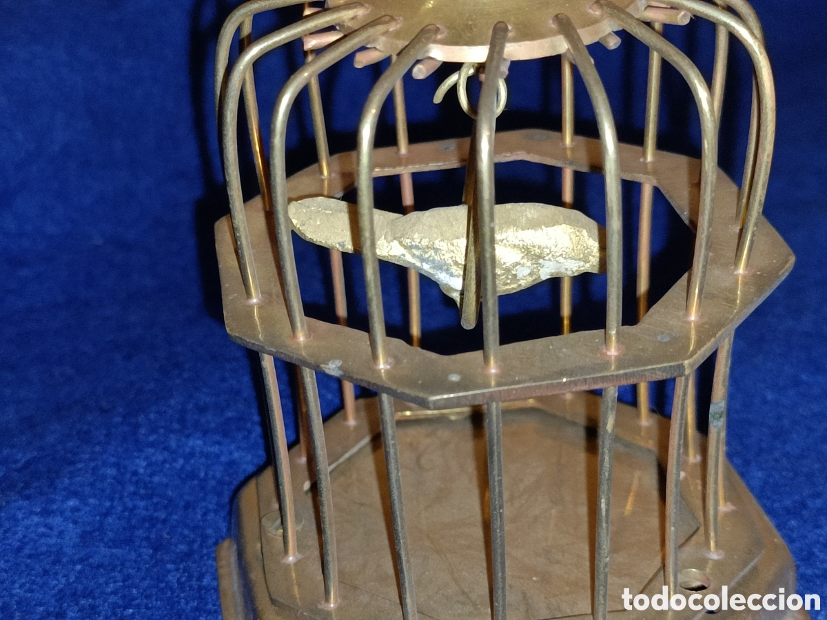 Antig&uuml;edades: Peque&ntilde;a jaula con pajarito. 14 cms - Foto 2