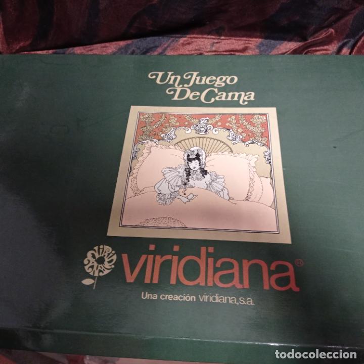 Antig&uuml;edades: ANTIGUO JUEGO DE CAMA SIN ESTRENAR MACRAME AZUL - Foto 4