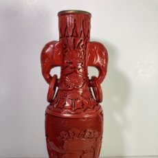 Antigüedades: JARRÓN TIBOR LACA CINABRIO- CHINA- 23,50 CM. Lote 389802389