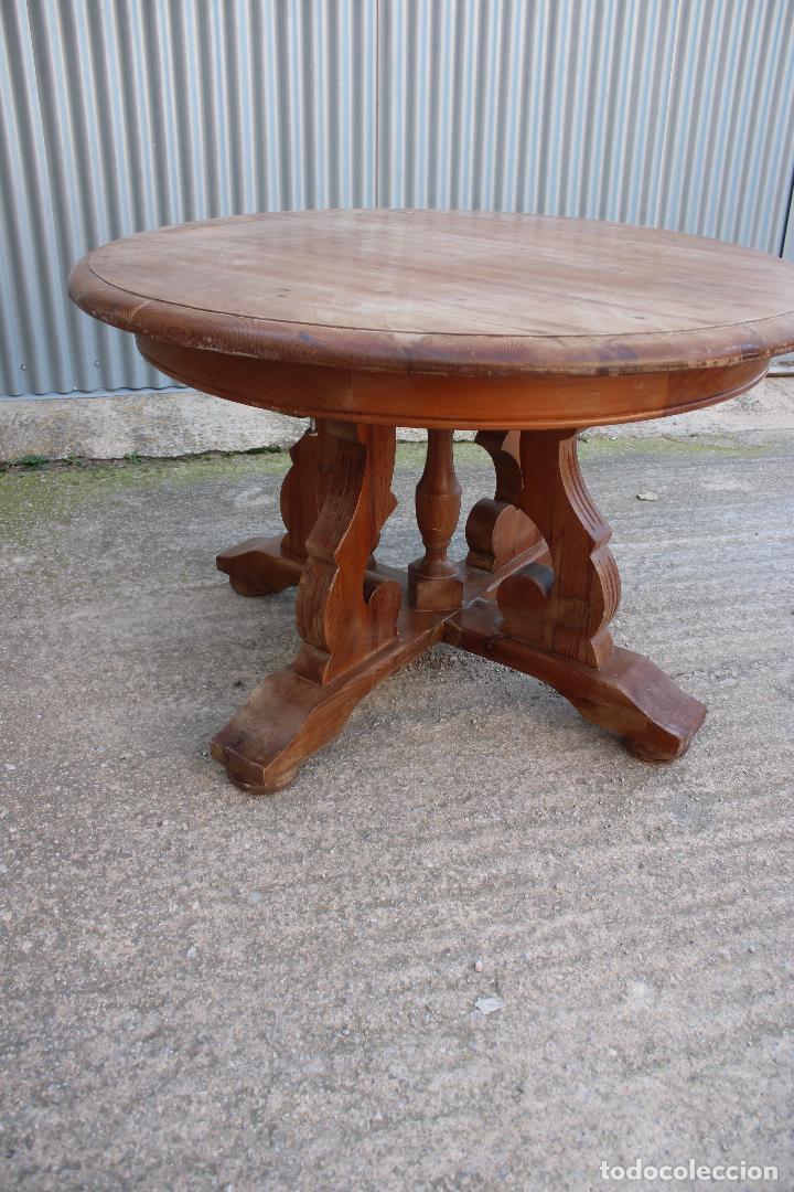 Antig&uuml;edades: mesa redonda en madera de pino - Foto 2