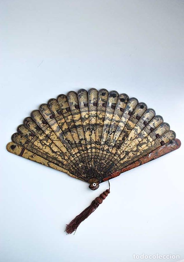 Antig&uuml;edades: ABANICO ANTIGUO ORIENTAL DE MADERA - Foto 4