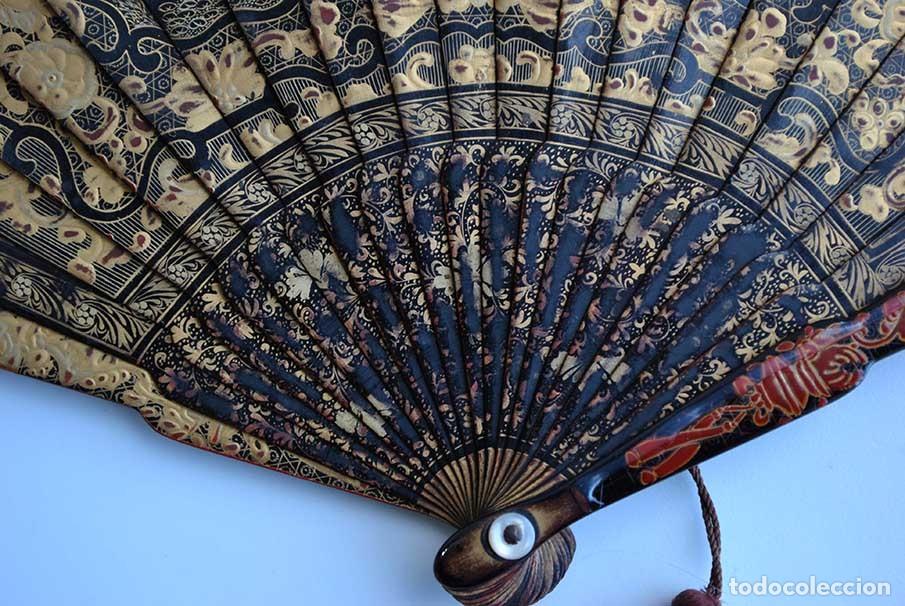 Antig&uuml;edades: ABANICO ANTIGUO ORIENTAL DE MADERA - Foto 10