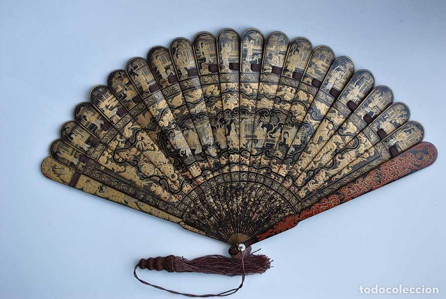 Antig&uuml;edades: ABANICO ANTIGUO ORIENTAL DE MADERA - Foto 12