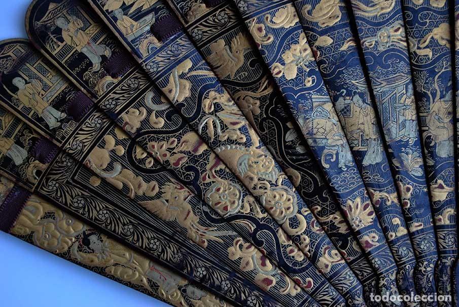 Antig&uuml;edades: ABANICO ANTIGUO ORIENTAL DE MADERA - Foto 15