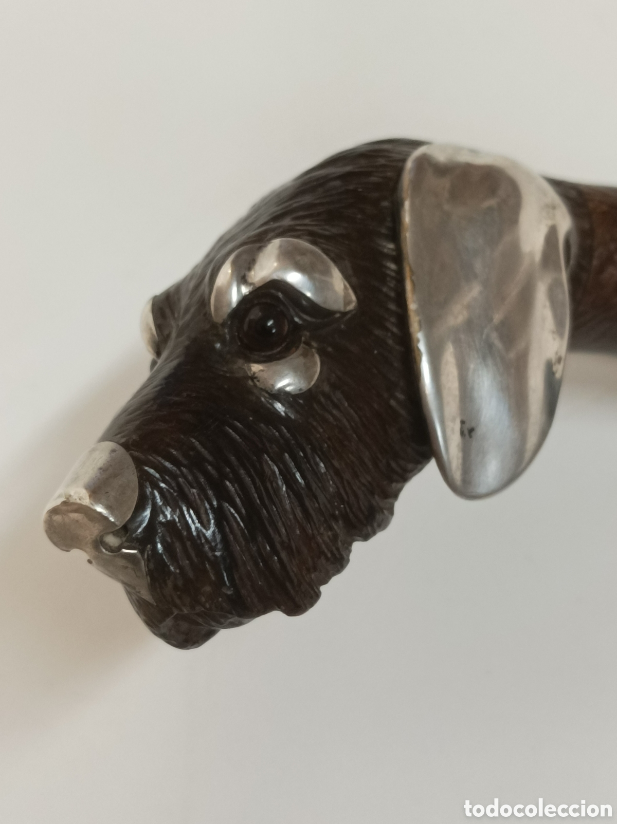 Antig&uuml;edades: Antiguo Bast&oacute;n Ingl&eacute;s perro plata - Foto 3