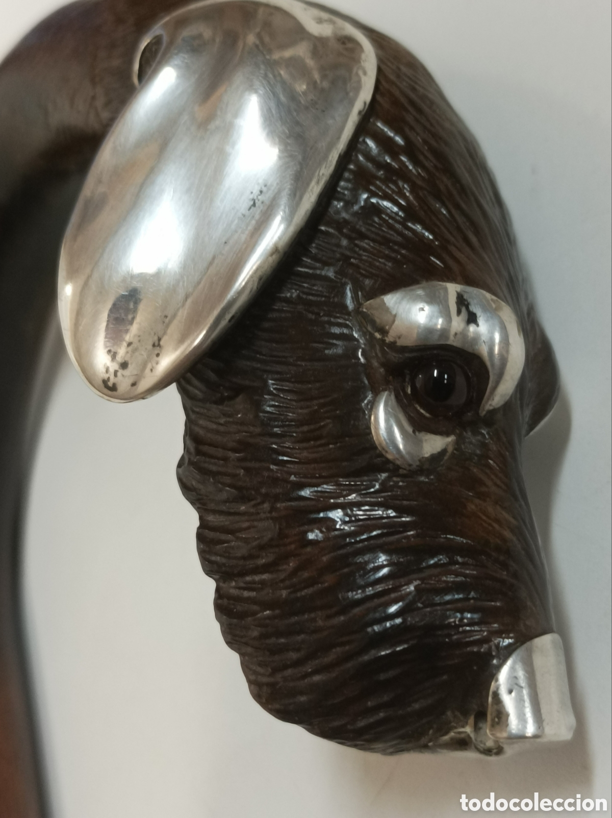 Antig&uuml;edades: Antiguo Bast&oacute;n Ingl&eacute;s perro plata - Foto 5