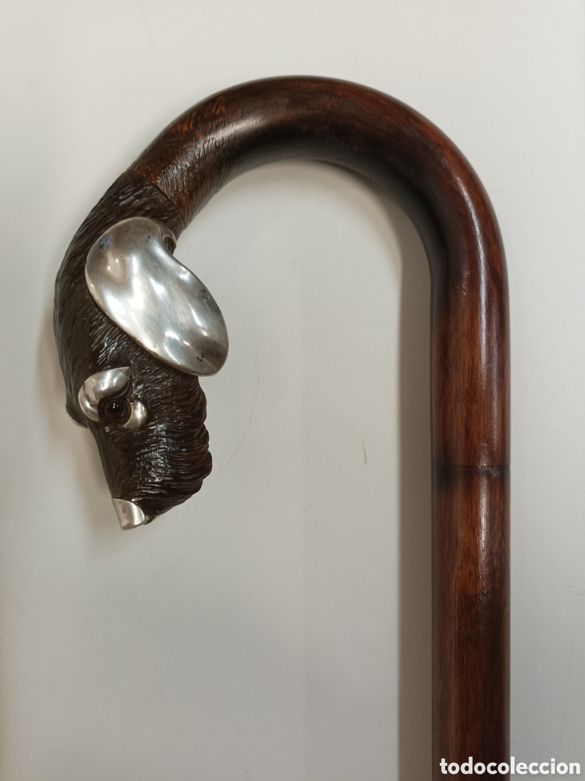 Antig&uuml;edades: Antiguo Bast&oacute;n Ingl&eacute;s perro plata - Foto 1