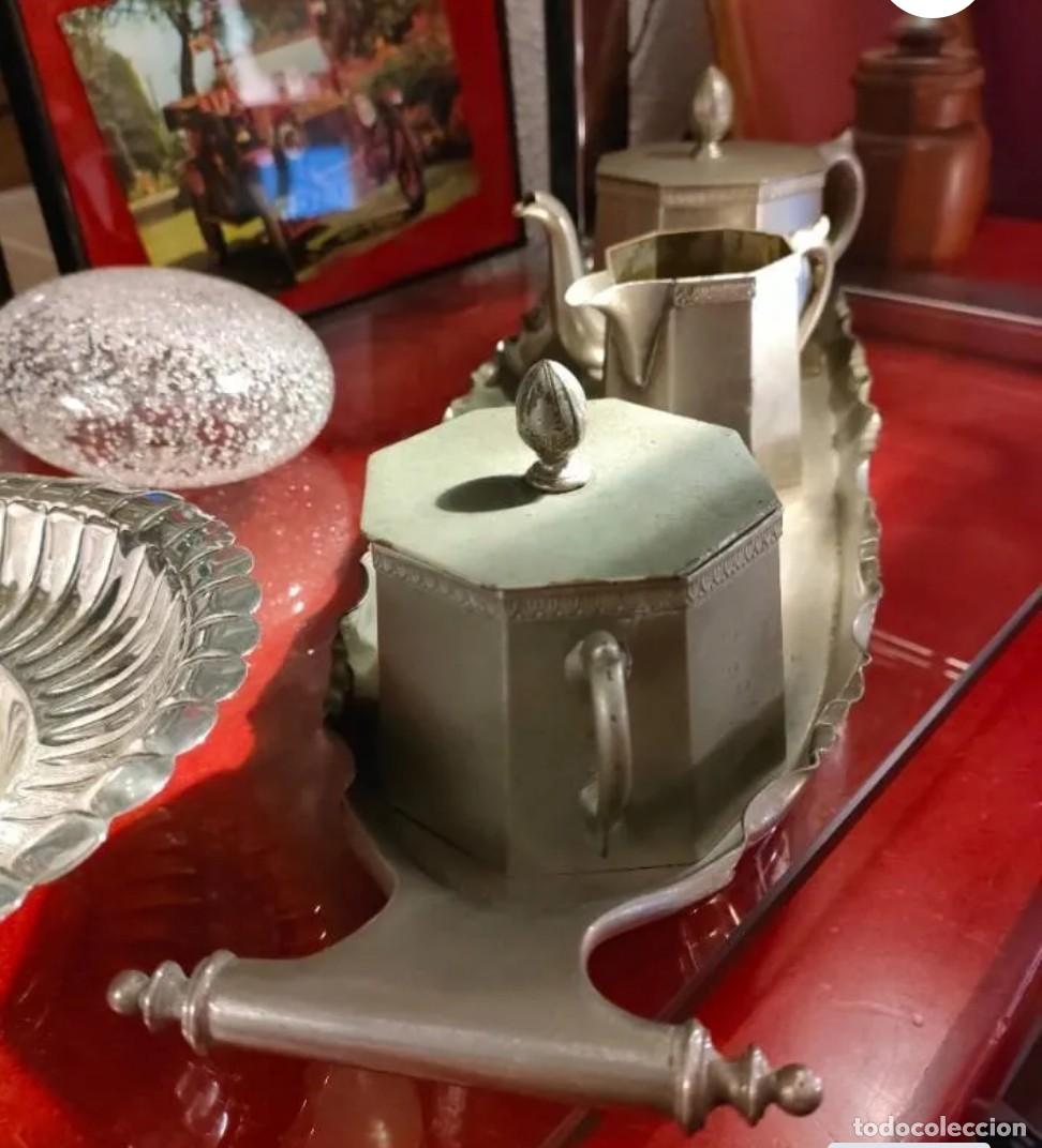 Antig&uuml;edades: Peltre. Antiguo servicio de t&eacute; y caf&eacute;. - Foto 9