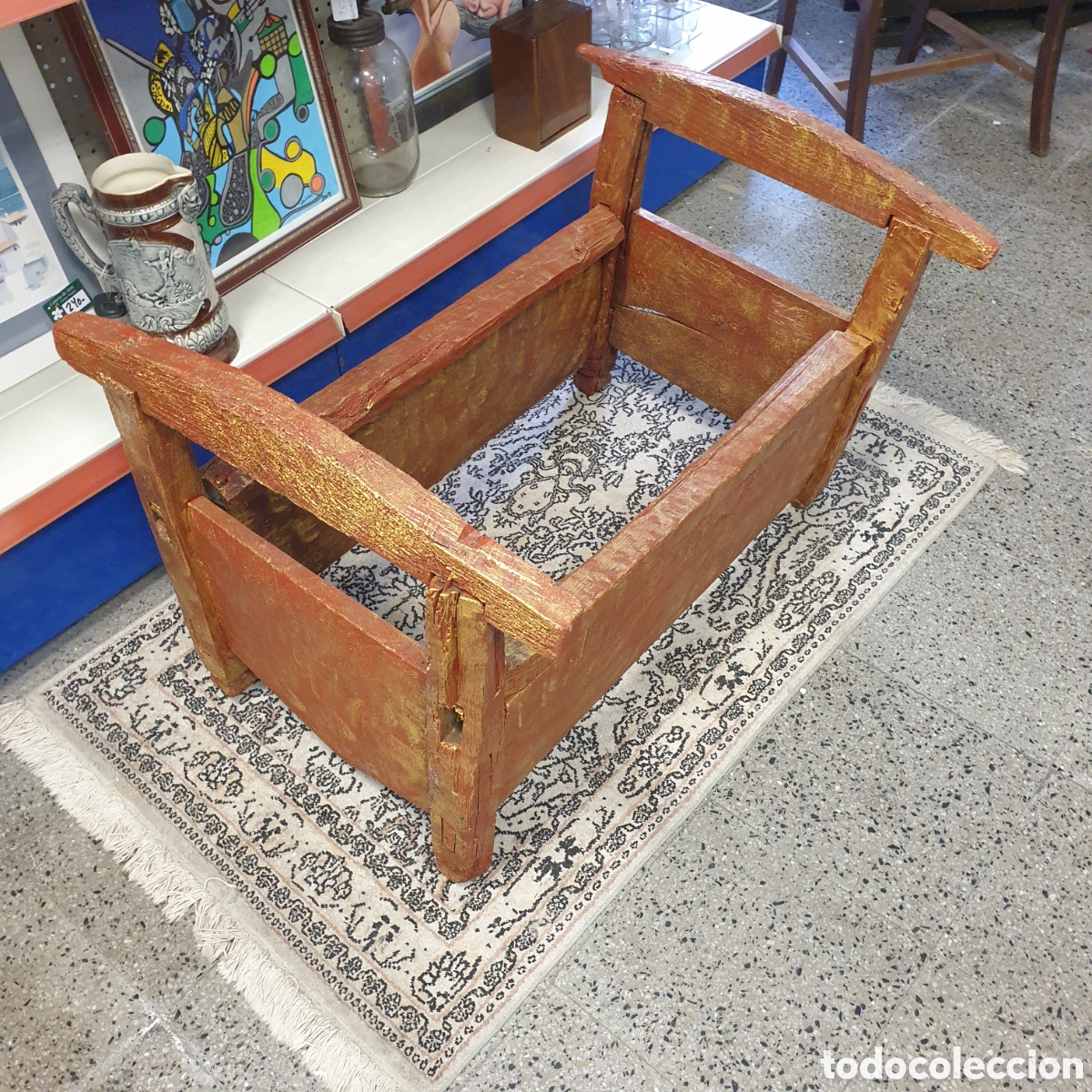 Antig&uuml;edades: Antigua cuna de madera - Foto 2