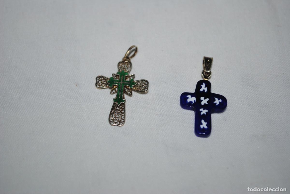 Antig&uuml;edades: LOTE DE DOS CRUCES DE PLATA Y CRISTAL - Foto 1