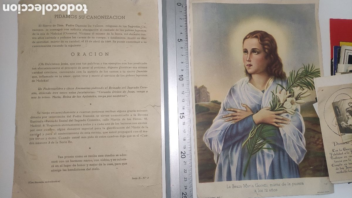 Antig&uuml;edades: Lote de estampitas,recordatorios,oraciones - Foto 2