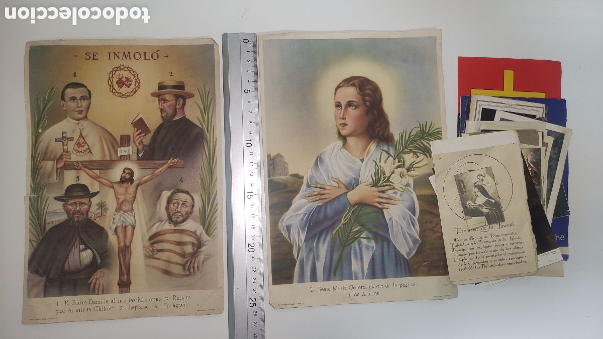 Antig&uuml;edades: Lote de estampitas,recordatorios,oraciones - Foto 1