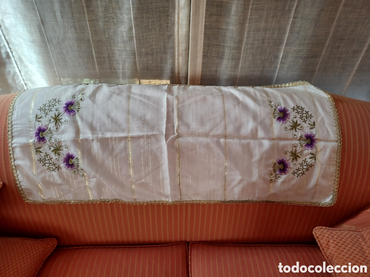 Antiques: Precioso camino de mesa bordado antiguo