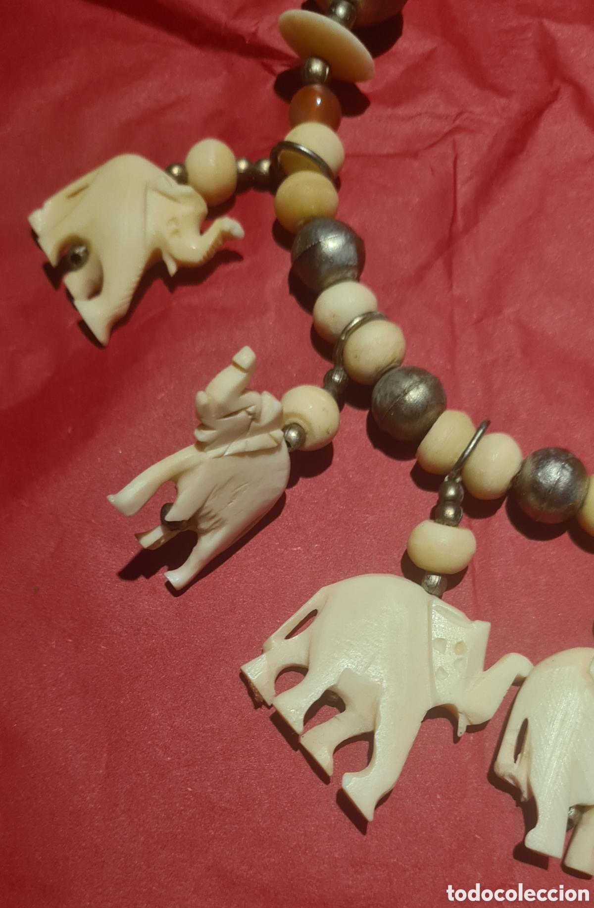 Antig&uuml;edades: Espectacular collar tallado, con 7 elefantes - Foto 6